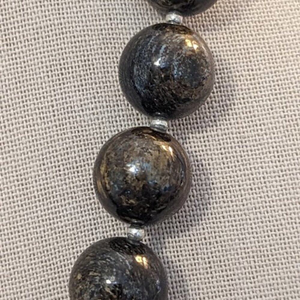SILPADA Retired Bronzite and Sterling Silver Bead Necklace - Picture 5 of 12